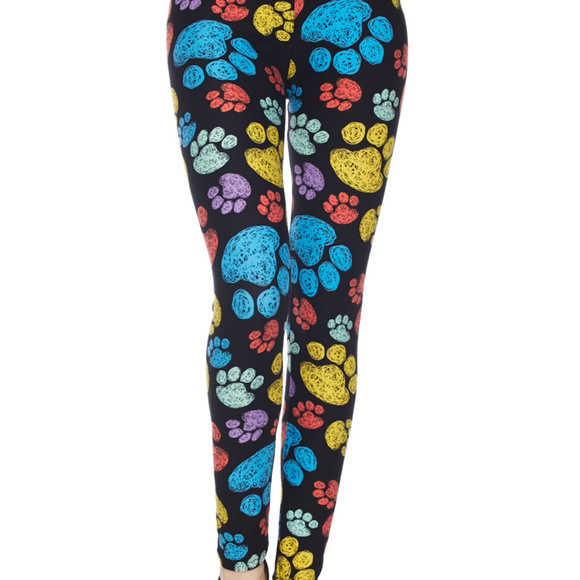 Buttery soft leggings paw print os and plus size - Picture 3 of 5